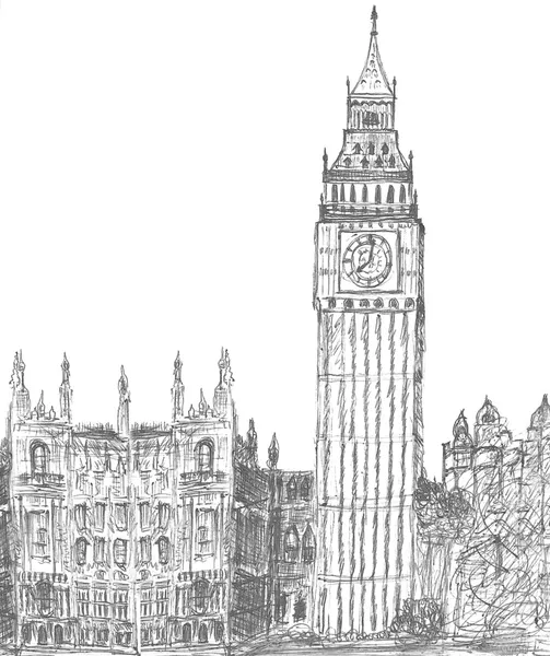 Schetsen van de big ben Londen landmark — Stockfoto