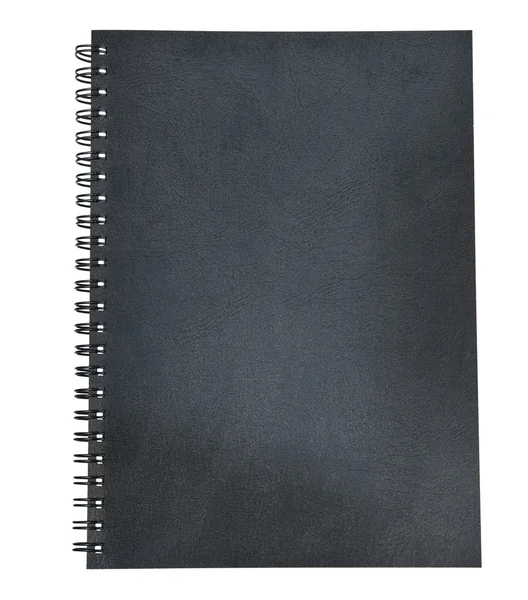 Couro preto de capa de livro diário isolado branco — Fotografia de Stock