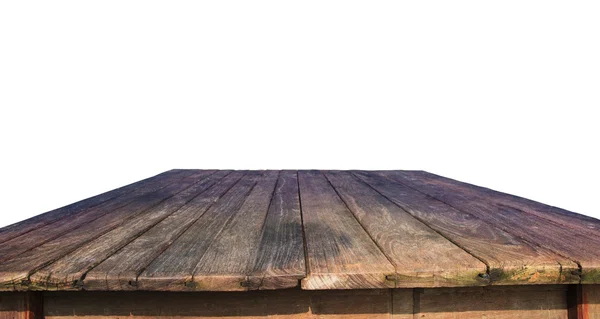 Starý dřevěný stůl samostatný bílá — Stock fotografie
