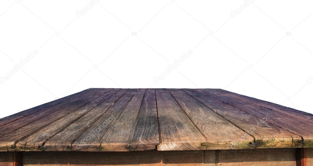 Old wood table isolated white