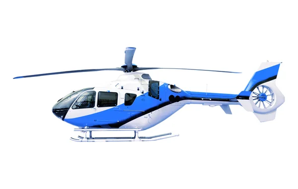 Λευκό μπλε ελικόπτερο απομονωθεί — Φωτογραφία Αρχείου