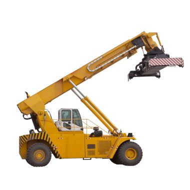 Sarı büyük forklift izole beyaz
