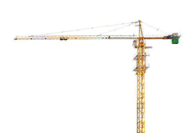 Construction crane isolated white background