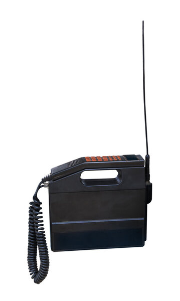 Старый мобильный телефон в истории изолирован белый
