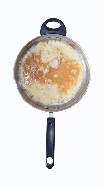 Omlette cooking in pan — Stock Photo, Image