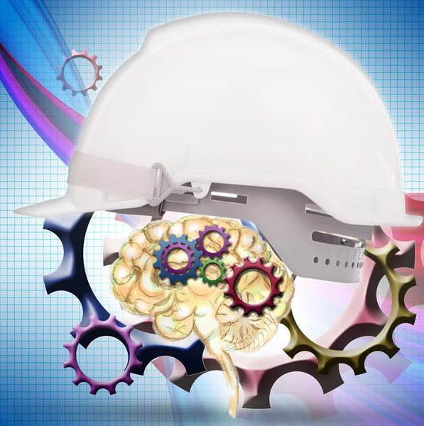 White safety helmet cover brain gear inside — Stock Photo, Image