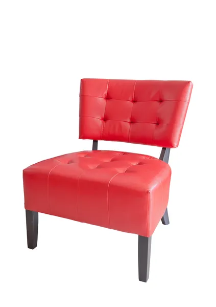 Beyaz arka planda izole edilmiş kırmızı deri sandalye — Stok fotoğraf