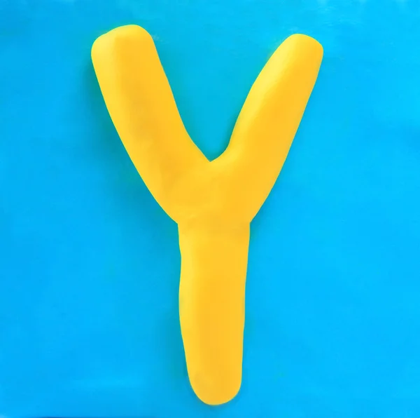 Yellow clay alphabet letter Y — Stock Photo, Image