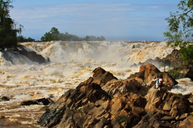 conprapeng su düşüşü veya mekong Nehri champasak Güney Asya ve dünyanın en büyük ve güzel bir şelale birini Laos