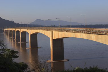 Loas japan bridge crossing Mekong river in Champasak southern of Loas