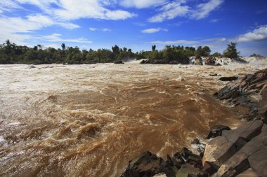 konprapeng water fall or mekong river in champasak southern of l clipart