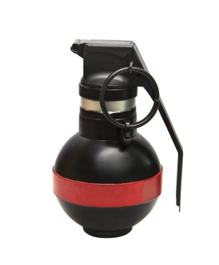 Bombardier de grenade de main isolé sur fond blanc