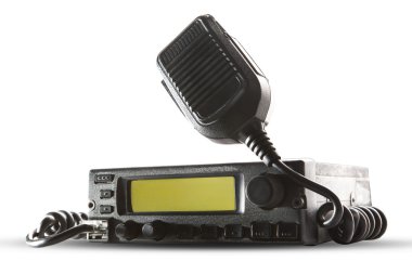 cb radio transceiver station and loud speaker holding on air on clipart