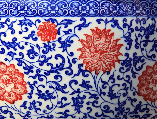 Oude chinese bloemen patroon stijl schilderen op de keramische kom u — Stockfoto