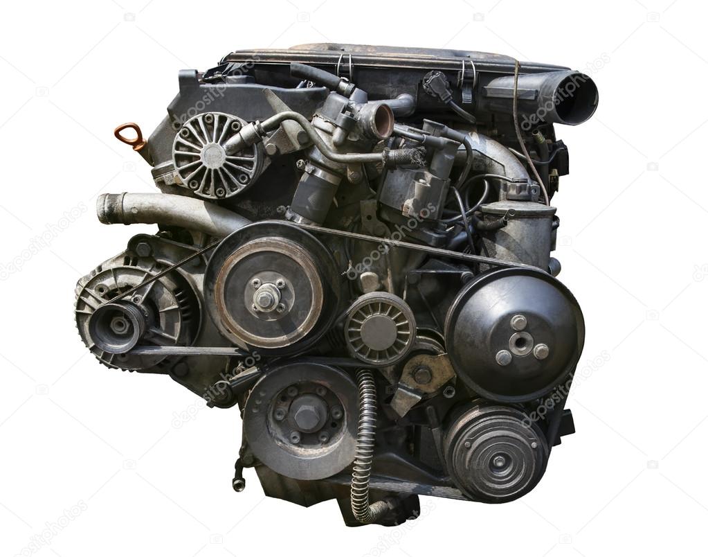 Old benzine engine isolated white