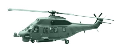 wojskowy helikopter na białym tleaskeri helikopter izole beyaz arka plan