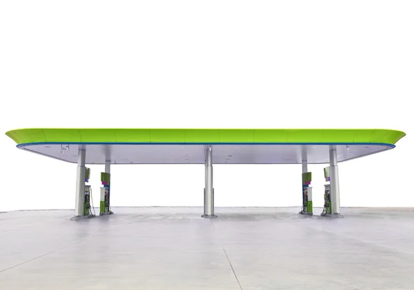 Mooie olie brandstof benzine servicestation onder conceptie groen en eco aard geïsoleerd witte achtergrond voor multifunctionele decoratieve — Stockfoto