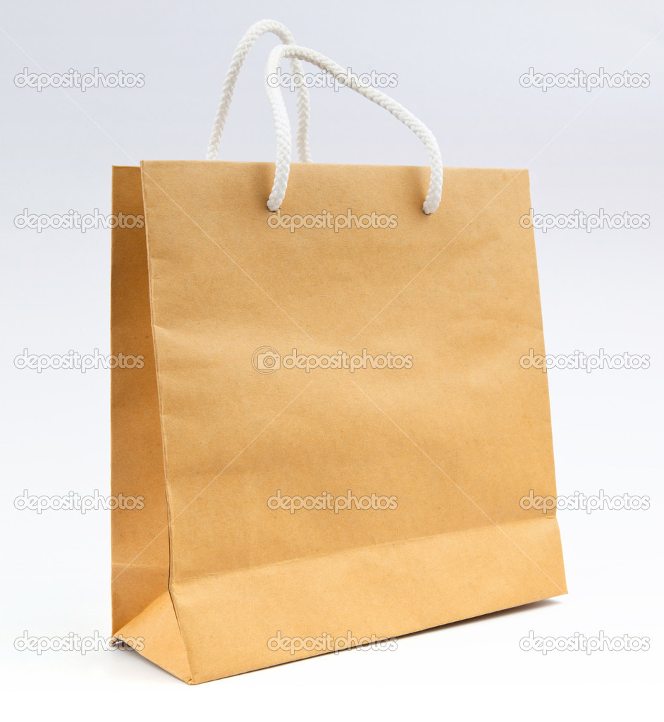 recycle paper bag on white background use for shopping and save 