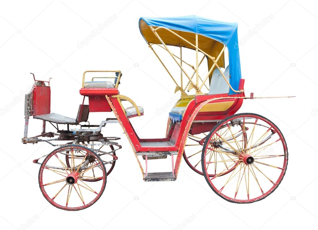 Old classic horse carriage isolated white background
