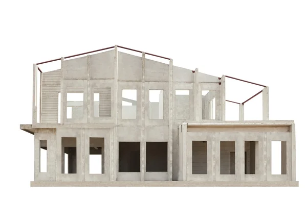 Rahmen des Abrisses Haus isoliert weißen Hintergrund Verwendung für Nachteile — Stockfoto
