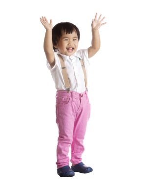 portre sevimli yüzü ile Asya chicldren duran w izole