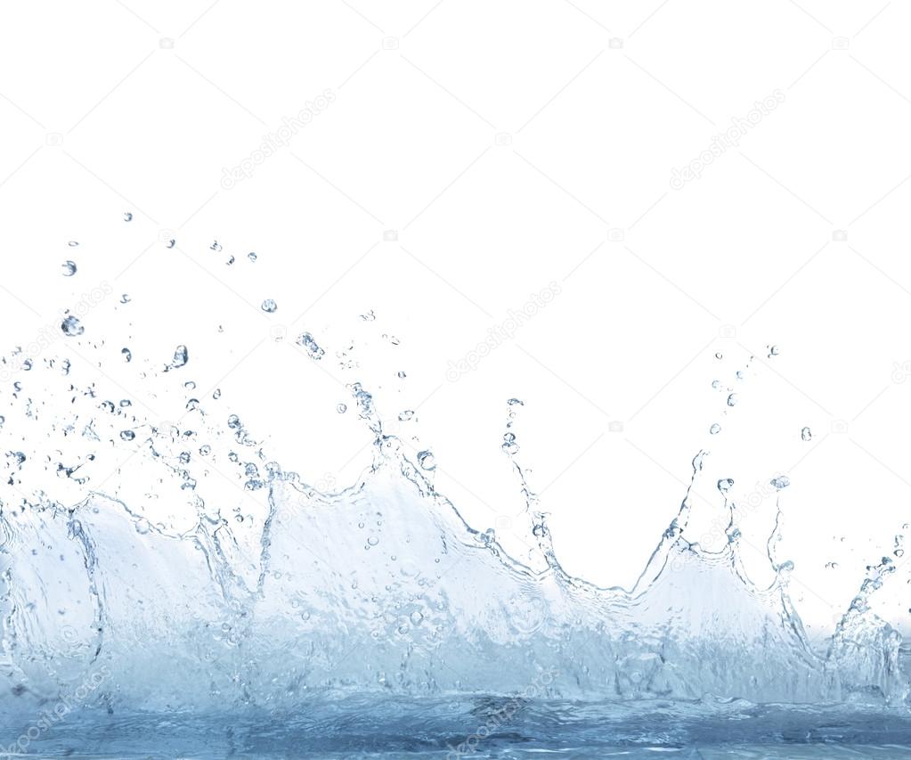 splashing clear water on white background use for refreshment an