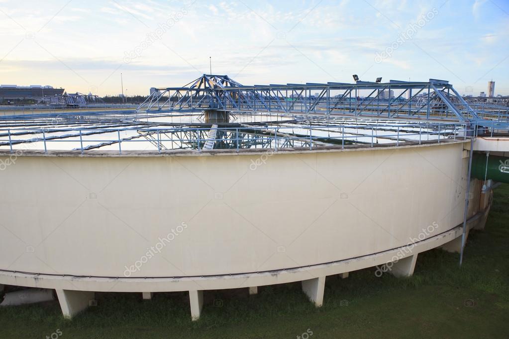 big tank of water supply in metropolitan water work industry pla