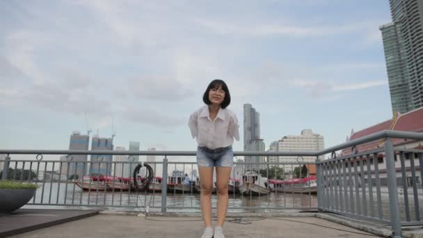 Asiático Adolescente Registro Bailando — Vídeos de Stock
