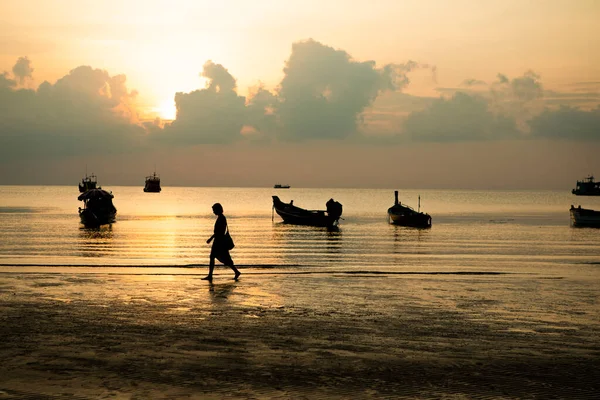Krásná Pláž Při Západu Slunce Koh Tao Jižně Thajska — Stock fotografie
