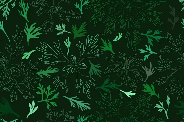 Sömlös mönster med en grön malört blad — Stock vektor