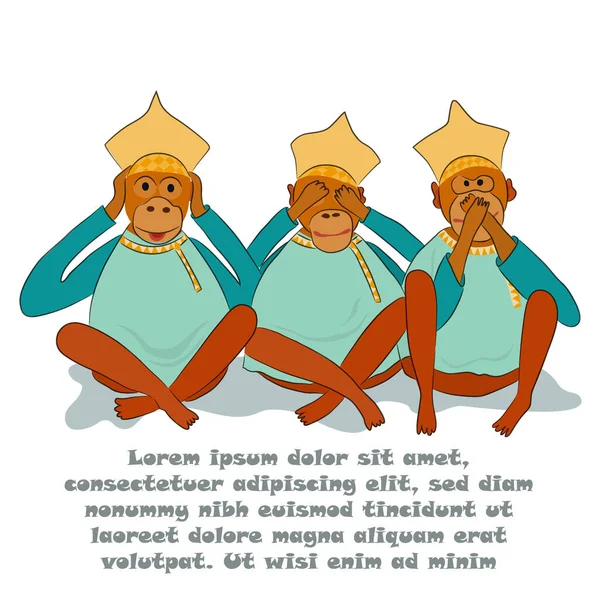 Vettore concettuale con scimmie in abiti russi — Vettoriale Stock
