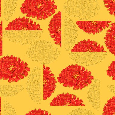 Sarı arkaplanda parlak kadife çiçekleri