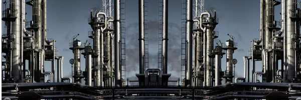 Refinaria de óleo gigante panorâmica — Fotografia de Stock