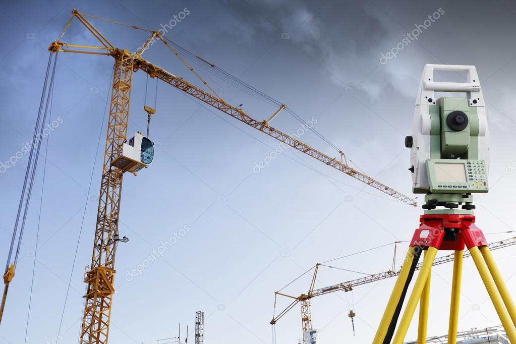 surveying measuring instrument inside building site