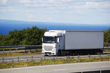 Manzaralı yoldan sürüş büyük kamyon
