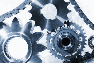 Dişliler ve cogwheels, titanyum ve çelik
