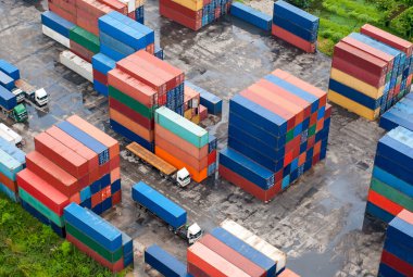 Stack of Freight Containers at the Docks clipart