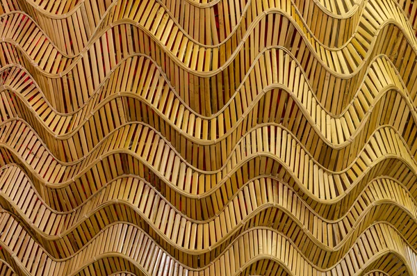 Přírodní pozadí hnědé řemesel tkát povrchovým vodám bambus textury — Stock fotografie