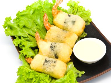 tabak karides kızarmış deniz yosunu rulo.