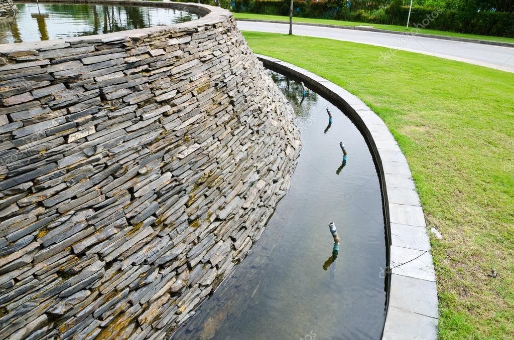 Decorative Fountain Wall Stock Photo By, Slate Landscaping Stone Wall