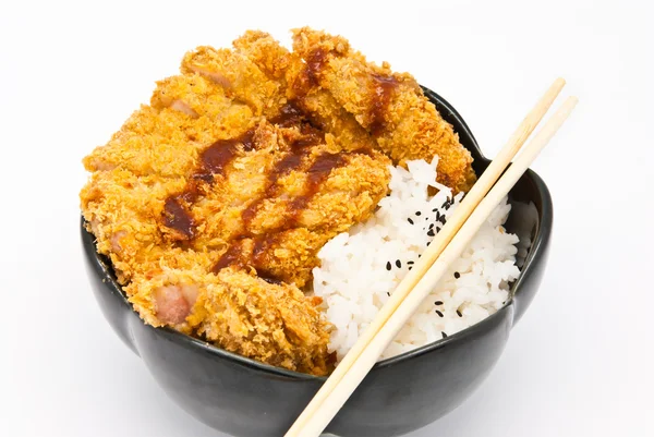 Rice with fried chicken — Stock Photo, Image