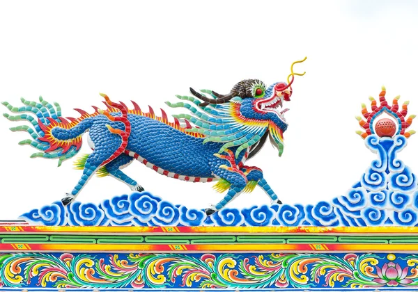Estilo chinês estátua de dragão azul — Fotografia de Stock
