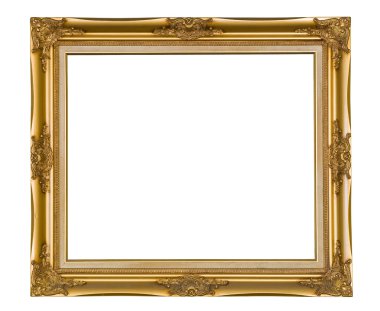 izole altın ahşap fotoğraf çerçevesi