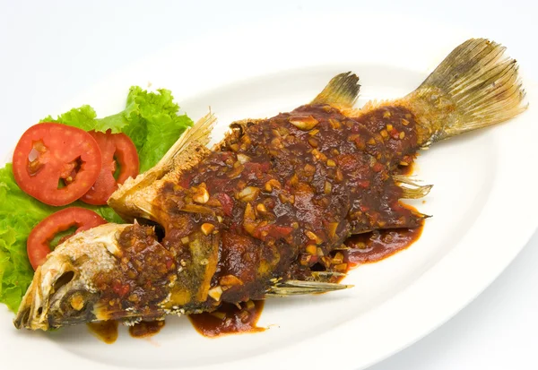 Fried snapper with chili sauce — Stock Photo, Image