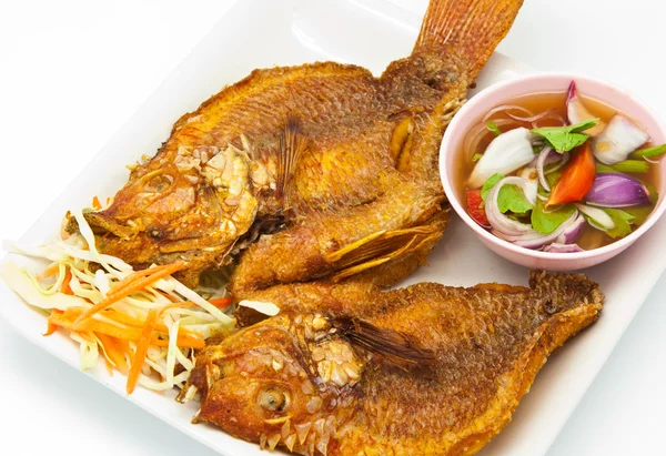 Fried snapper with chili sauce — Stock Photo, Image