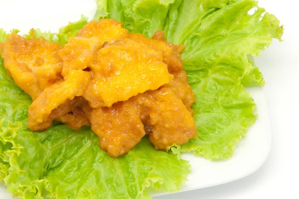 Piece Fried fish with vegetable — Stock Photo, Image