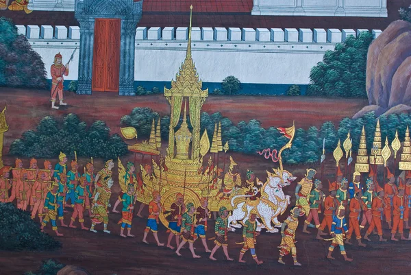 Masterpiece of traditional Thai style painting art — Stock Photo, Image