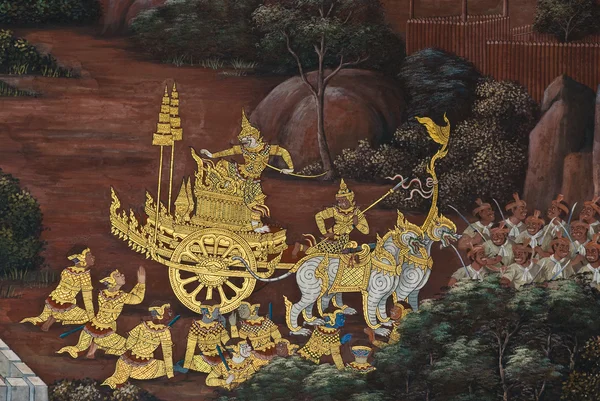 Masterpiece of traditional Thai style painting art — Stock Photo, Image