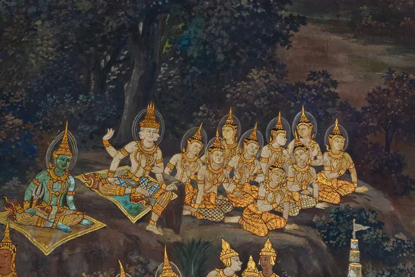 Masterpiece of traditional Thai style painting art — Stock Photo, Image