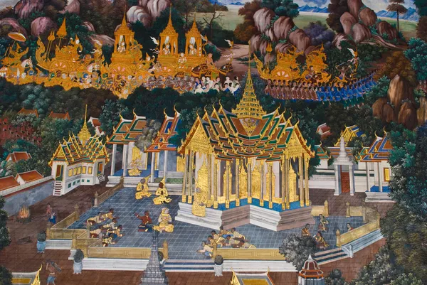 Masterpiece of traditional Thai style painting art — Stock Photo, Image